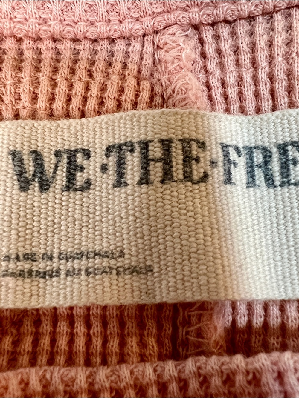 We The Free Wms Powder Pink Cotton Stretch Waffle Knit Thermal Casual Top S - Picture 5 of 9